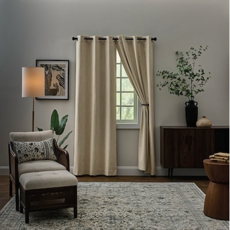 allen + roth 84-in parchment blackout grommet curtain panel pai