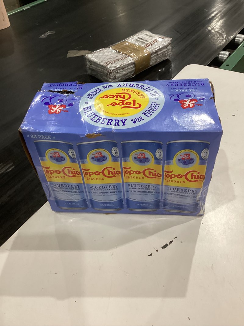 Condition photo showing New/Like New for Topo Chico Sabores Blueberry with Hibiscus Extract 12oz 8pk