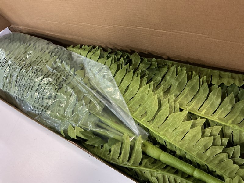 Condition photo showing Good Condition for forest prince 35" ferns artificial bush plants large, 2 artificial boston ferns with 39 fronds for outdoors home decor