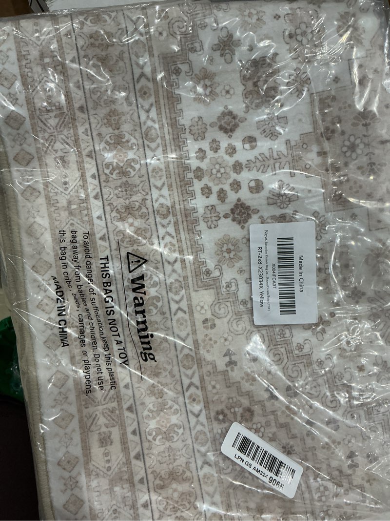 Condition photo showing Good Condition for runner rug 2x8 runners for hallways non slip washable, vintage hallway runner rugs for living room, low pile soft hallway rug for kitchen bedroom laundry room(cream/beige,2'x8')