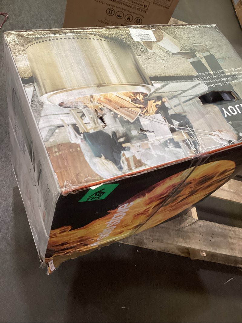 Condition photo showing As Is for Solo Stove Yukon Amazon Exclusive Bundle | Smokeless Fire Pit with Stand, Lid & Shelter | Wood Burning Stainless Steel Campfire Pit with Ash Pan | Ideal for 6+ People | 27in Dia, 19in H, 59lbs YUKON 2.0 Amazon Exclusive Bundle Silver