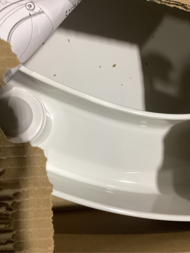 Condition photo showing Good Condition for elevated toilet seat 3 inch, elongated toilet seat risers for seniors, slow close, heavy duty, never loosen, raised toilet seat elongated bowl, white(18.5”)