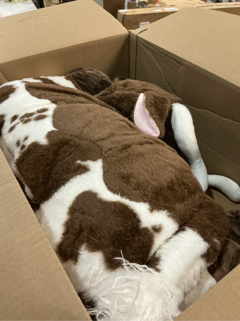 Condition photo showing Good Condition for tezituor 43.3 giant longhorn cow stuffed animal, hugging fluffy stuffed cow plush body pillow, realistic large texas longhorn bull farm plush toy for boys girls