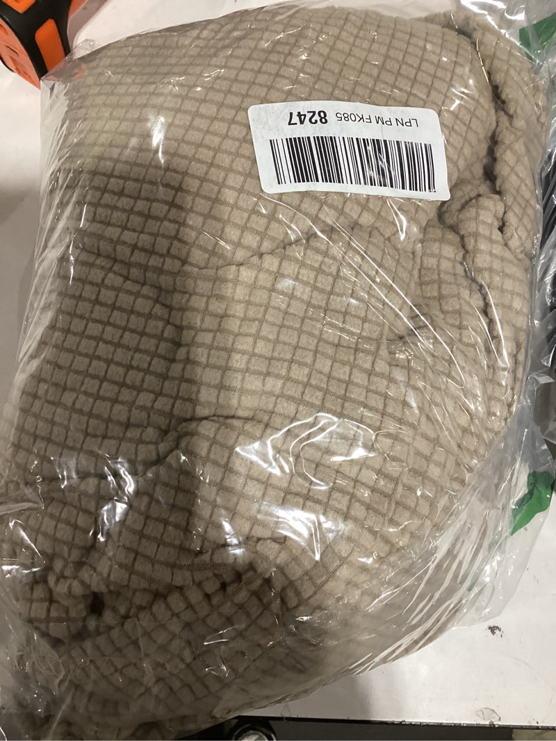 Condition photo showing Good Condition for H.VERSAILTEX Stretch 3 Piece T Cushion Sofa Slipcovers Individually Sofa Cushion Covers for 3 Cushion Couch Sofa Seat Cushion Covers with Elastic Bands Featuring Thicker Jacquard Fabric, Sand 3 Cushion Sofa Sand