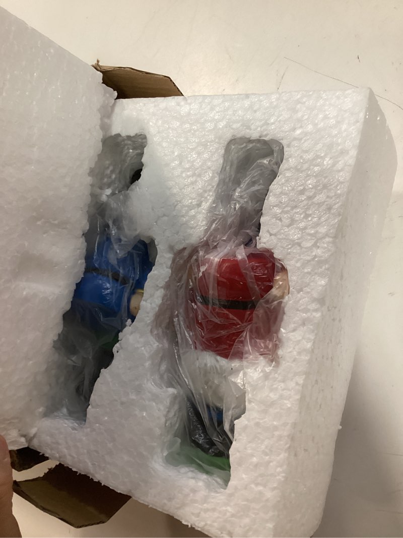 Condition photo showing Good Condition for Amyhill 3 Pcs Polyresin Nutcracker Christmas Stocking Holders Christmas Decor Nutcracker Stocking Holders Red Green Blue 5" High for Mantle Shelf Tabletop