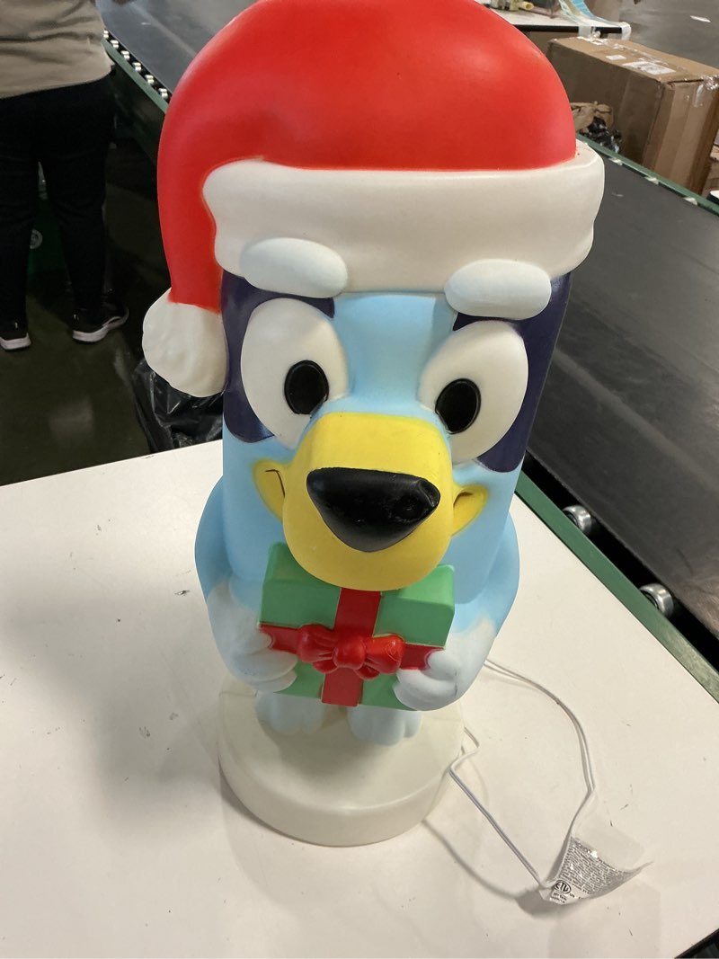 Condition photo showing As Is for Gemmy Lighted Blow Mold Outdoor Décor Bluey 24" Bluey, Multicolored