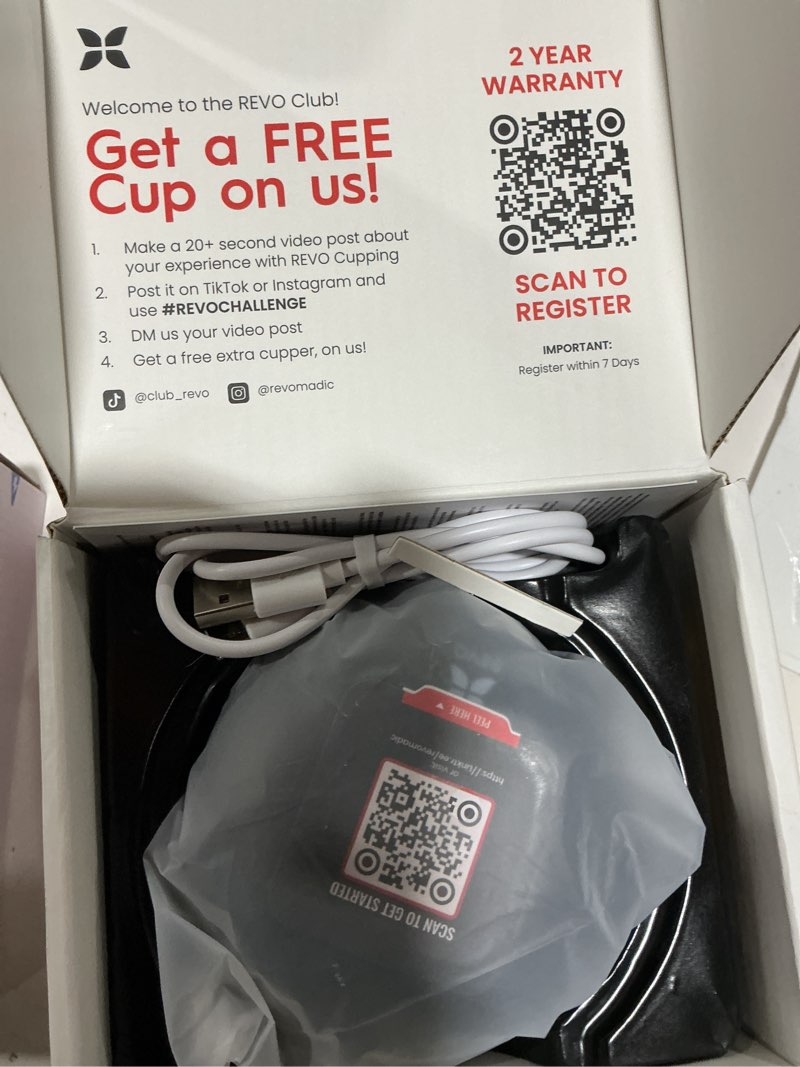 Condition photo showing Good Condition for REVO The Original 4-in-1 Smart Cupping Therapy Massager, Red Light Therapy for Targeted Pain Relief, Knots, Aches, Muscle Soreness, Circulation & Tighter Skin, Portable Cupping Kit 1 Pack