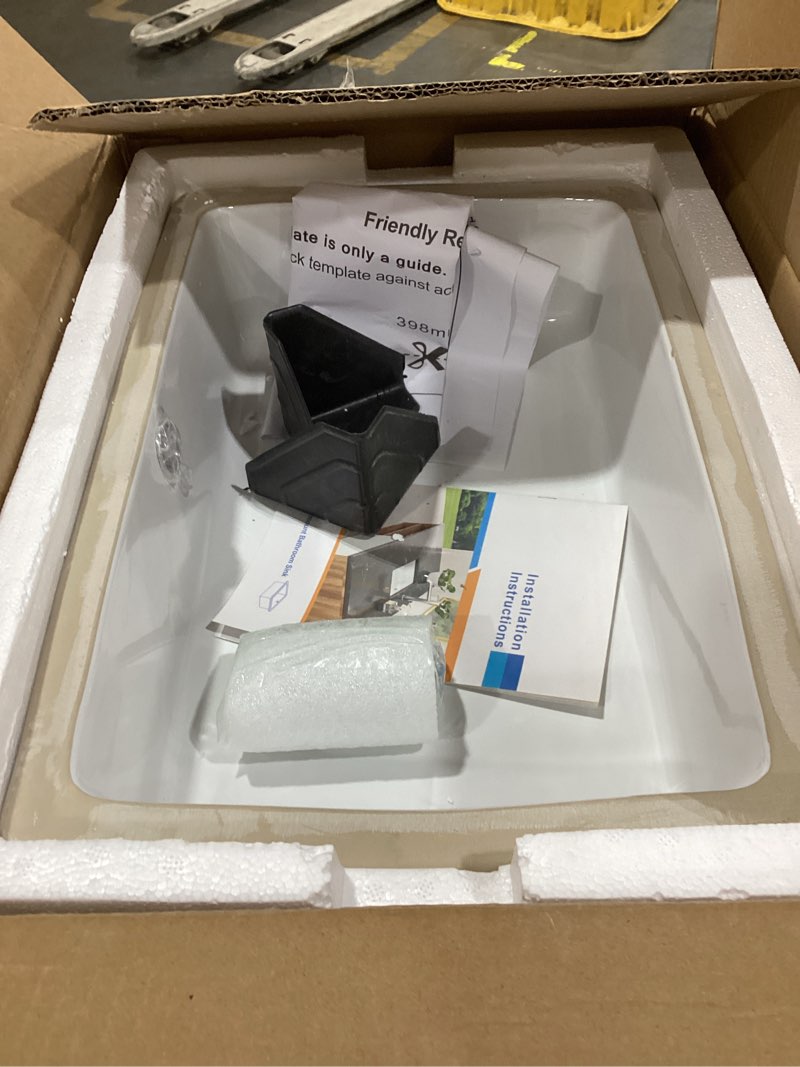 Condition photo showing Good Condition for undermount bathroom sink 18" x 12", rectangular white ceramic vessel sink, lavatory vanity sink basin, modern small sink for powder room, 1.77" drain opening white - rectangle 18''x12''