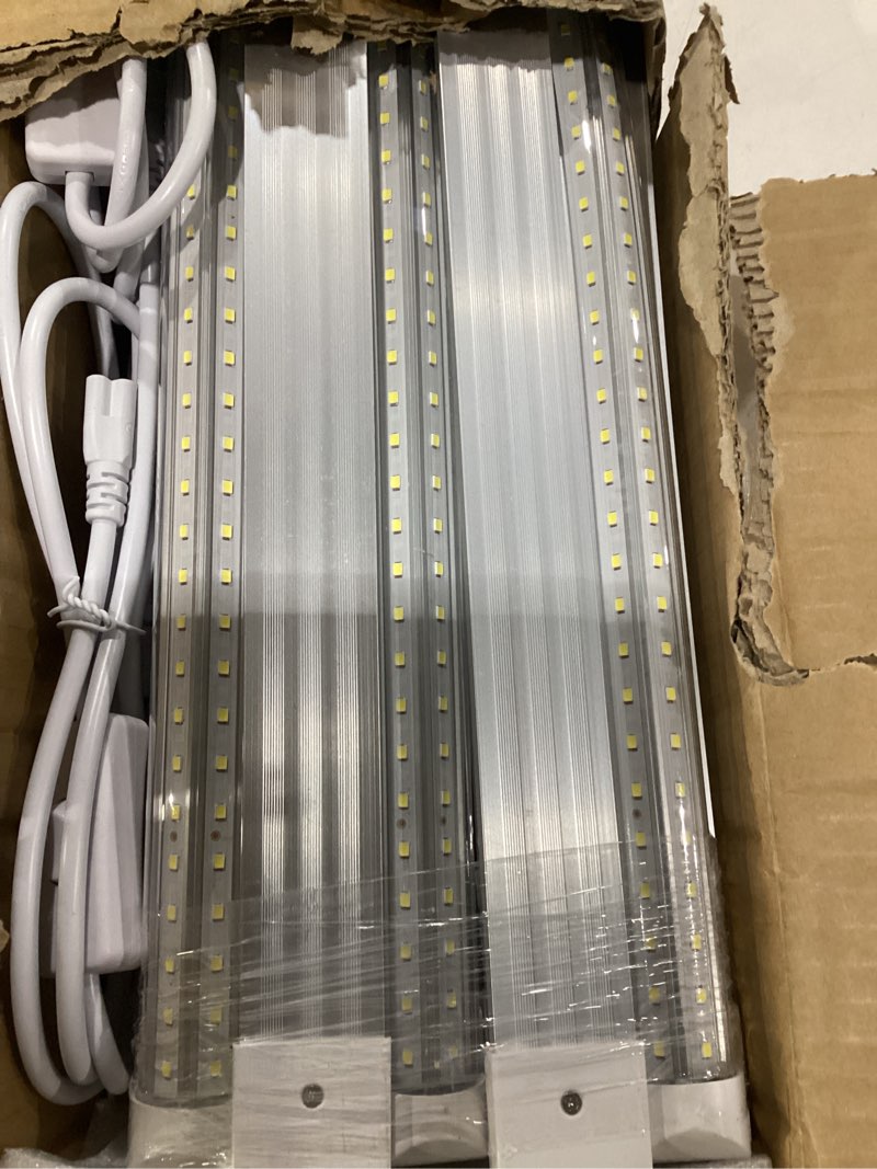 Condition photo showing Good Condition for very bright 5ft led shop light 10 pack, 45w 6750lm 6500k daylight linkable, easy installation garage lighting for workshop basement general lighting