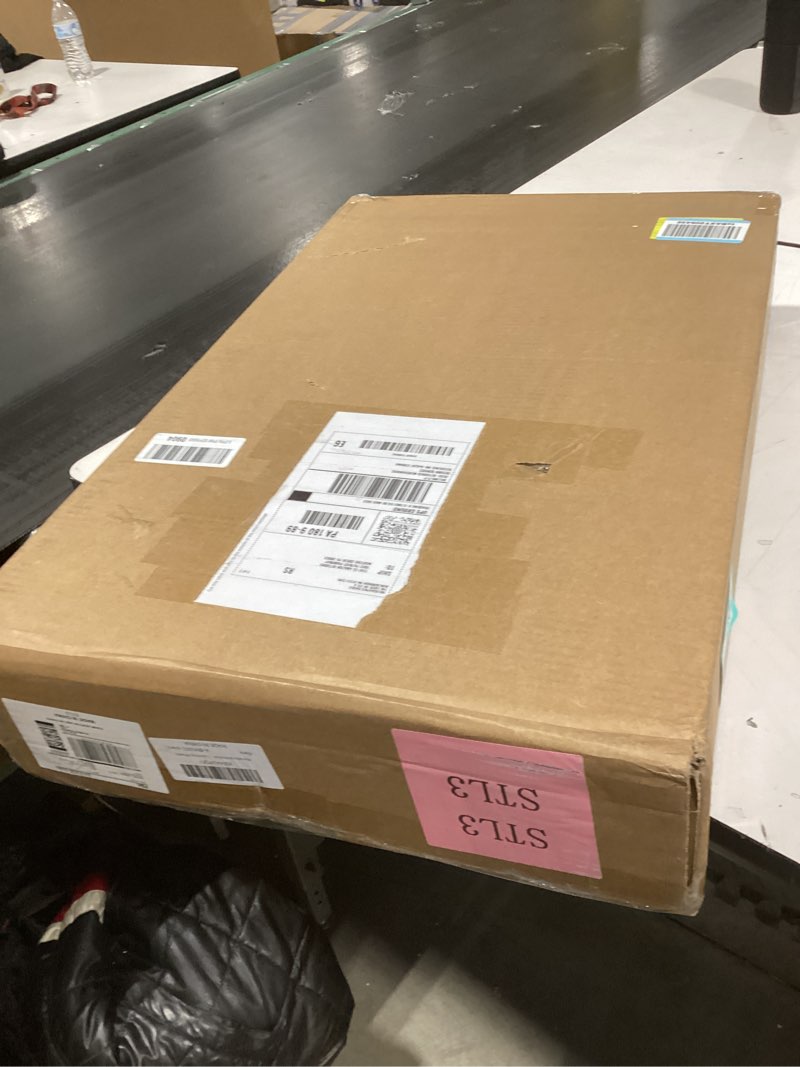 Condition photo showing New/Like New for Mobile Laptop Stand Desk, Standing or Sitting Rolling Computer Cart with Tower Stand, Adjustable Height 27.5" to 47.2" Portable Laptop Table Home Office Computer Workstation, Locking Wheels Brown