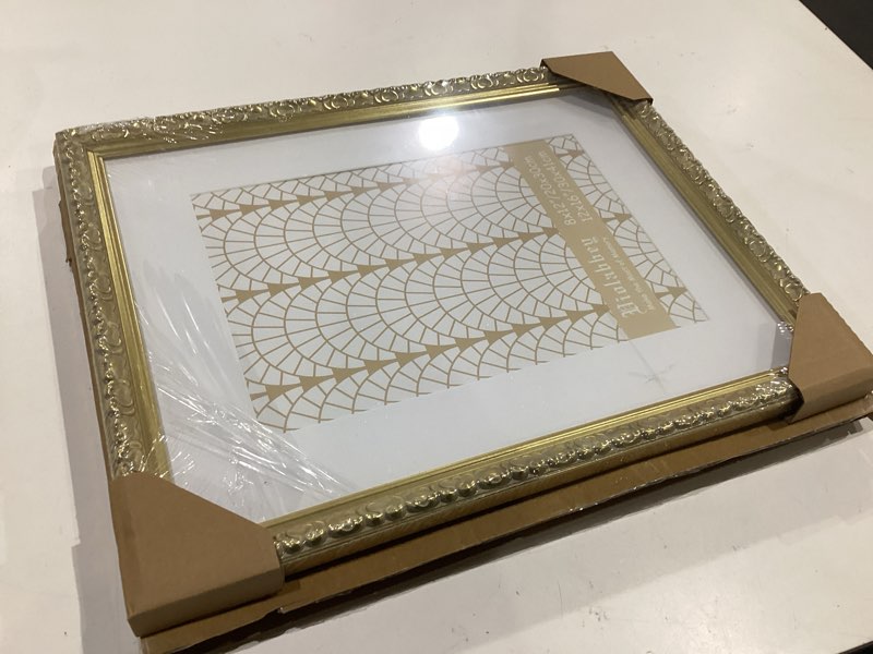 Condition photo showing New/Like New for violabbey 12x16 picture frame gold, display 8x12 picture with mat or 12x16 without mat, ornate vintage 12 x 16 gold frame for wall decor or tabletop display gold 12x16