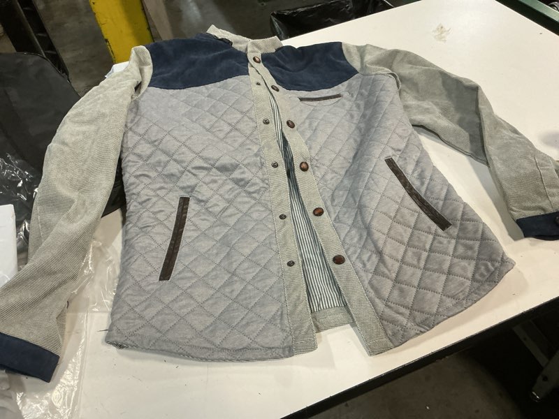 Condition photo showing Good Condition for men’s casual jacket, long sleeve, with buttons, with lapel, cozy, for autumn, padded, light, classic, vintage, outdoor coat size m