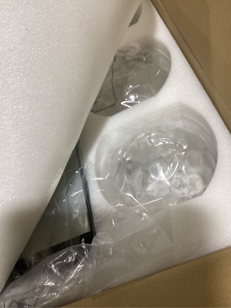 Condition photo showing As Is for bathroom light fixtures over mirror, 26" matte black vanity light with clear hammered glass globe shade, 4-light modern sconces wall lighting for bedroom hallway, vl200-mb-cl-4