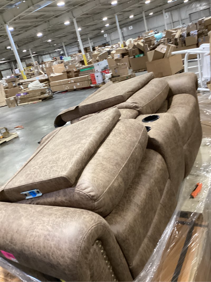 Condition photo showing Good Condition for Margena 76'' Wide Classic and Breathable Faux Leather Manual Reclining Loveseat Sofa with Center Console