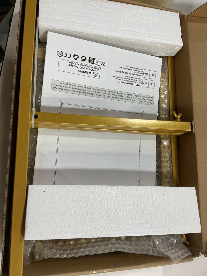 Condition photo showing New/Like New for Wedding Arch 6.6FT x 6.6FT Square Backdrop Stand Gold Metal Balloon Arch Stand for Ceremony Wedding 