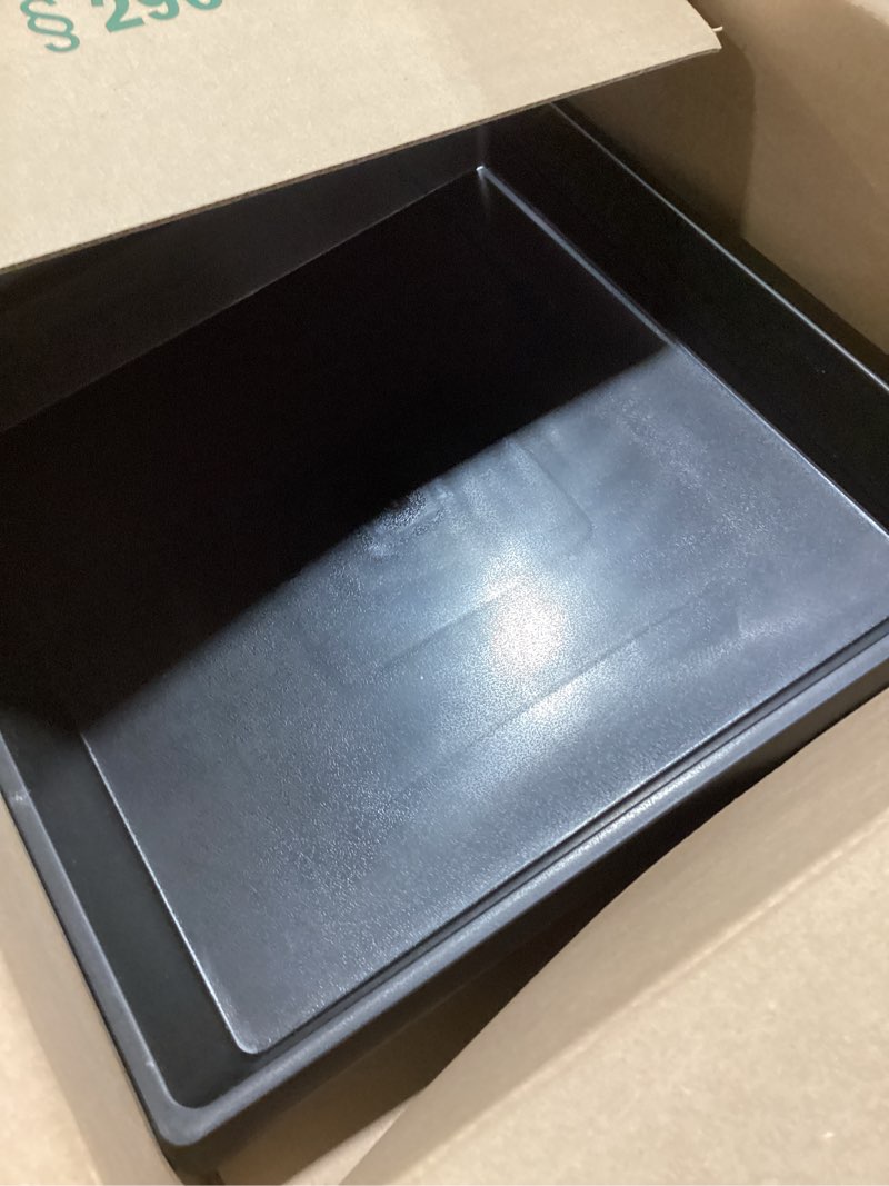 Condition photo showing Good Condition for square plant saucer 18 inch 2 pack, extra-deep large saucers for potted plants, plastic plant trays for indoors no holes, plant water catcher tray, flower pot drip trays plant plate 18"(2pack) black