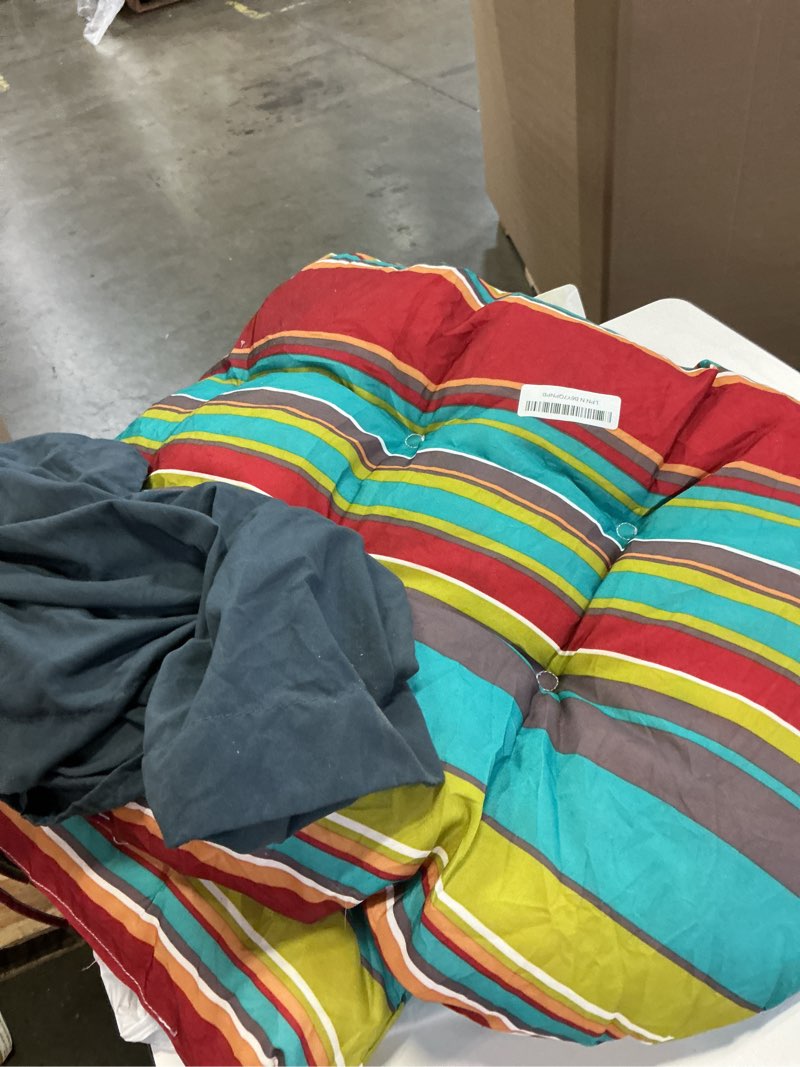 Condition photo showing As Is for enipate weather resistant adirondack chair cushions high back indoor outdoor patio tufted lounge cushion seat pads striped red