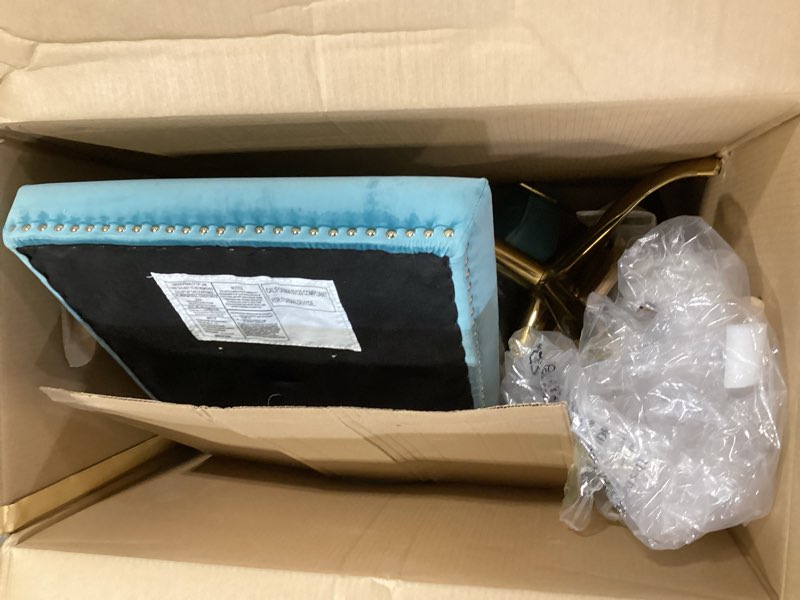 Condition photo showing As Is for modway regent modern elegant button-tufted upholstered fabric with nailhead trim, dining side chair, teal (similar chair)