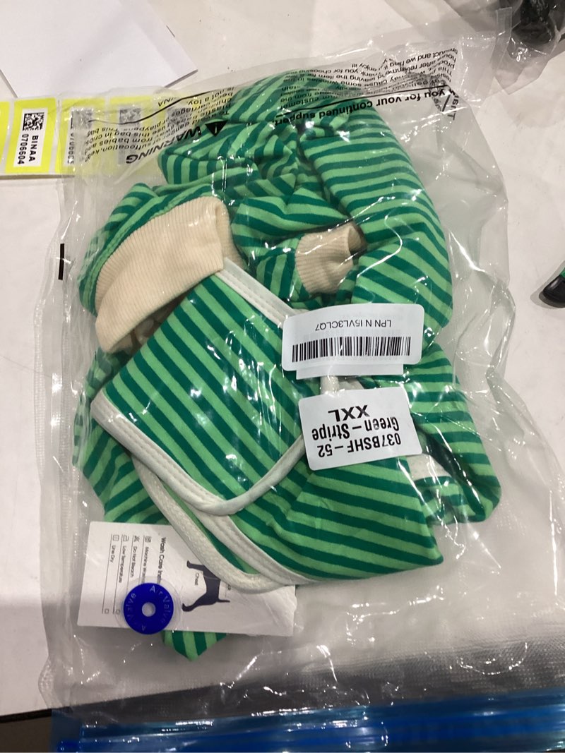 Condition photo showing Good Condition for FUAMEY Dog Recovery Suit Male,Dogs Surgery Neuter Suits Puppy Spay Shirts for Female Protect Dog's Skin Anti Licking Abdominal Wounds Doggie Onesie Pet Bodysuit Alternative to Cone Green Stripes XXL XXL(Back:24.8-29.5in,WT:75+lbs) Green Stripes