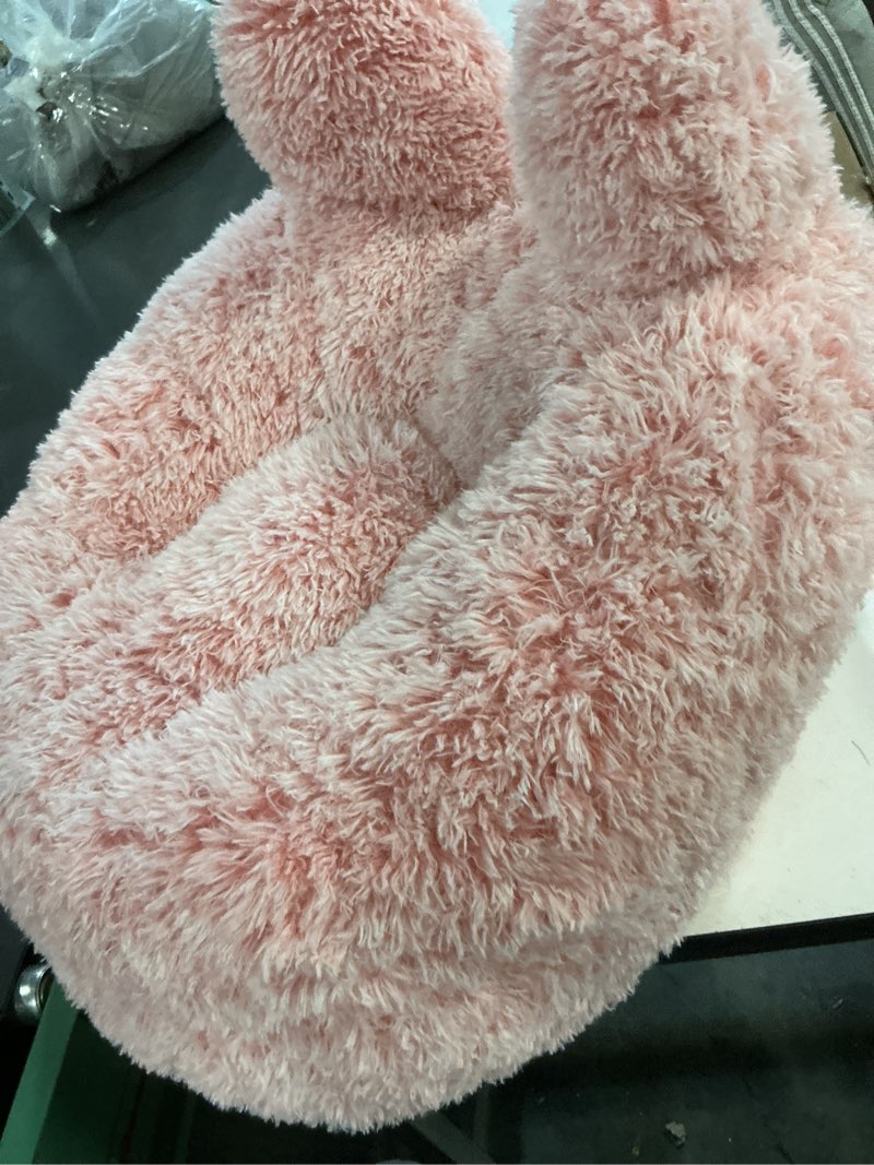 Condition photo showing As Is for Aodenge Fluffy Bean Bag Chair for Kids Pink, with Plush Faux Fur Cover, 2.5FT Memory Foam Bean Bag Chairs for Teens & Kids, Ultra Soft Sofa for Living Room/Bedroom/Dorm. Pink 2.5FT