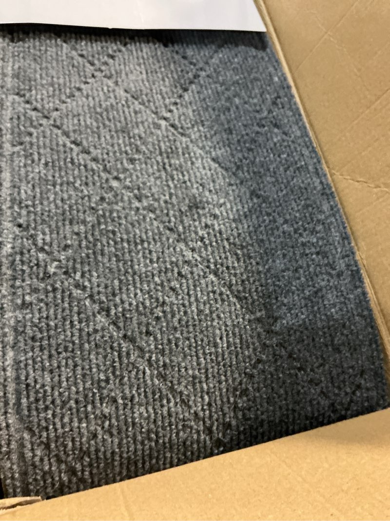 Condition photo showing Good Condition for stair treads for wooden steps indoor, 15 pack 9" x 36" non slip carpet stair treads with reusable adhesive for kids elders and dogs, surface polyester tpr backing stair runner rugs, dark grey 9" x 36" dark grey 15