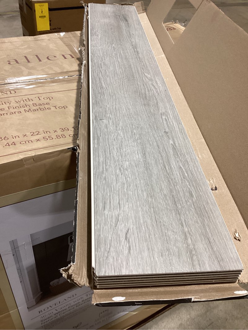 Condition photo showing As Is for stainmaster barnes oak waterproof luxury vinyl flooring 