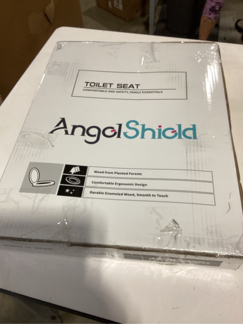 Condition photo showing New/Like New for elongated toilet seat molded wood toilet seat with quietly close and quick release hinges, easy to install also easy to clean by angol shiold (elongated, natural) soft close hinge natural