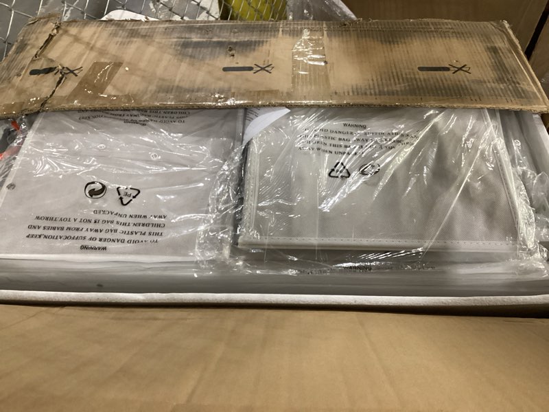 Condition photo showing As Is for Lufeiya White Desk with Fabric File Drawers Cabinet, 47 Inch Reversible Computer Desk with Filing Cabinet for Bedroom Small Space Home Office, Modern Writing Table PC Desks, White White 46.6"