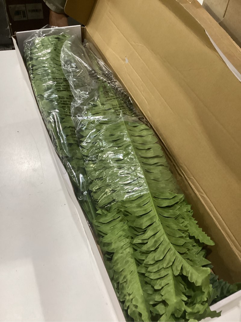 Condition photo showing Good Condition for forest prince 35" ferns artificial bush plants large, 2 artificial boston ferns with 39 fronds for outdoors home decor