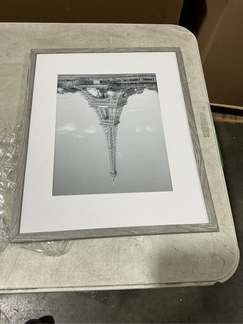 Condition photo showing As Is for upsimples 16x20 picture frame, display pictures 11x14 with mat or 16 x 20 without, wall hanging poster frame, gray, 1 pack gray 16x20