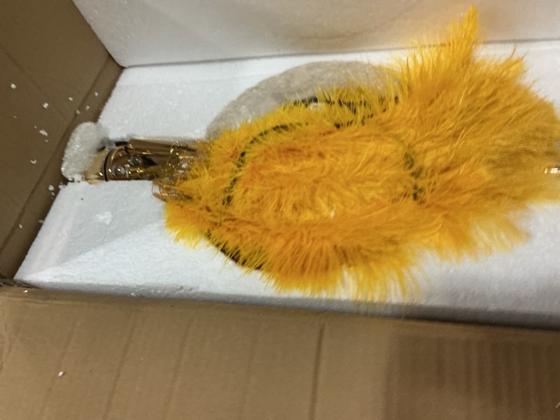 Condition photo showing Good Condition for feather floor lamp,fluffy ostrich feather floor lamp for bedroom,3 color temperatures led corner modern floor lamps for living room christmas home decor house warming gifts,63? height(golden)