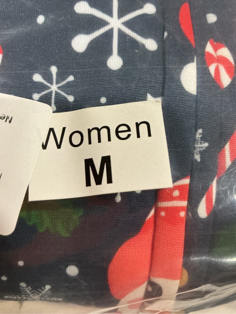 Condition photo showing New/Like New for ANGELGGH Onesie Christmas Family Matching Pajamas Adult Couples Men PJs Hooded Women Novelty One-piece Sleepwear Women Medium Navy Snowman