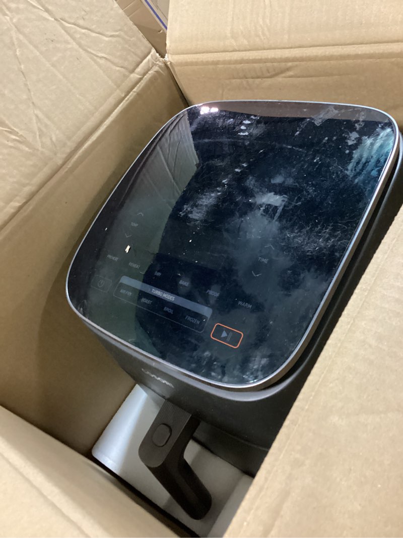 Condition photo showing As Is for Cosori 9-in-1 TurboBlaze Air Fryer 6 Qt, Premium Ceramic Coating, 90°–450°F, Precise Heating for Even Results, Air Fry, Roast, Bake, Broil, Dry, Frozen, Proof, Reheat, Keep Warm, 120V, Dark Gray Dark Gray 6QT Air fryer