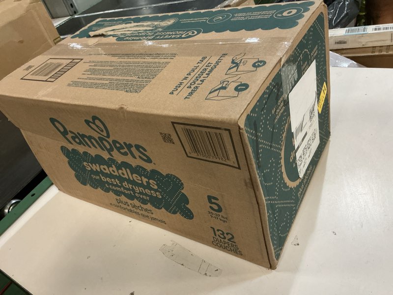 Condition photo showing New/Like New for pampers swaddlers diapers, size 5 (20-37 lbs), 132 count, absorbent, keeps baby dry and comfortable, skin safe disposable baby diaper (packaging may vary) size 5 132