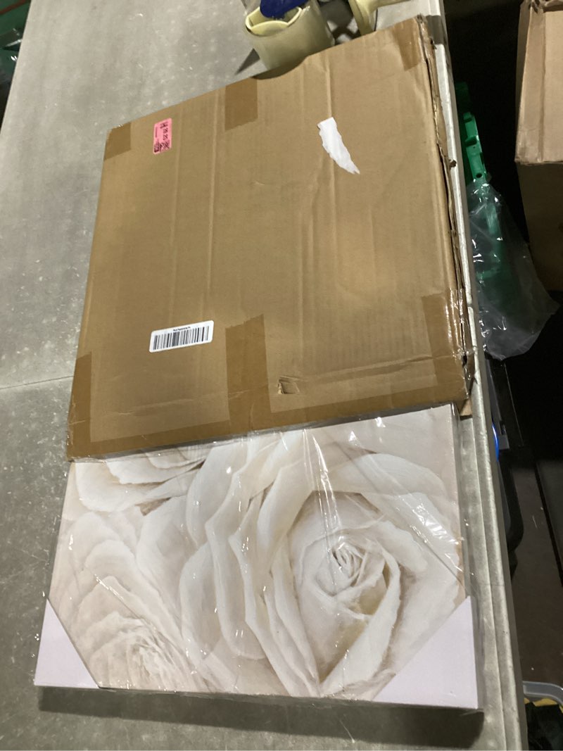 Condition photo showing New/Like New for yihui arts white flower canvas wall art with textured - square artwork for bedroom over bed decor 16"l x 16"w white flower