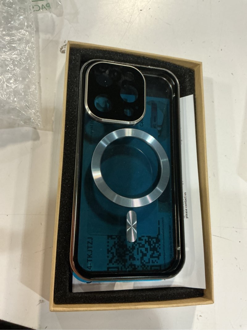 Condition photo showing Good Condition for [cd metal ring & automatic pop-up lock magnetic privacy case for iphone 15 pro [compatible with magsafe] [integrated lens protection] full body bumper cover with built-in 9h glass-gray for iphone 15 pro natural titanium