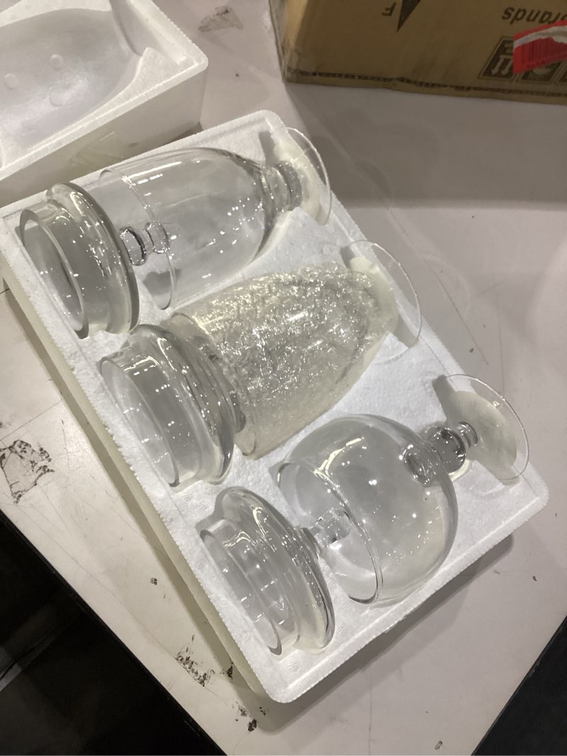 Condition photo showing New/Like New for Elements Glass Apothecary Jars, Set Of 3, Clear, Wedding Decor, Candy Buffet, Bathroom Storage, Table Centerpiece