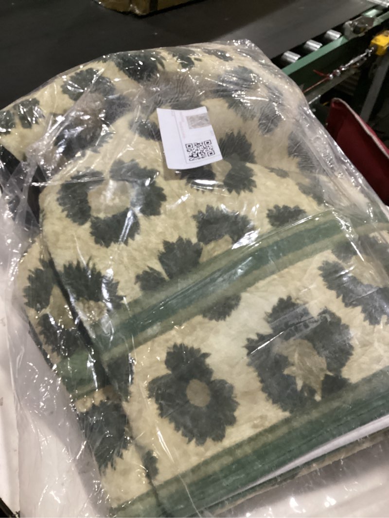 Condition photo showing New/Like New for 5x7 area rug, green similar  to botanical moss & fern print, faux cashmere low pile, foldable non-slip rug for living room bedroom, machine washable green5x7 5'4\" x 6'8\" (rectangular)