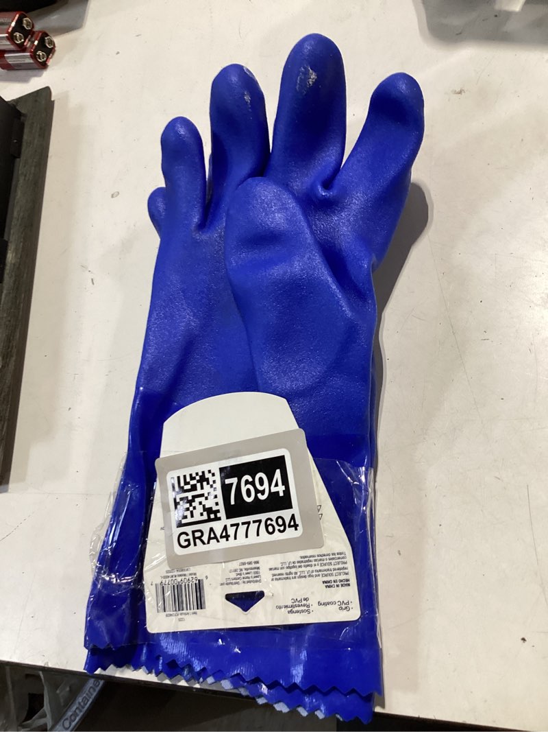 Condition photo showing As Is for project source large blue rubber chemical handling gloves, (1-pair)