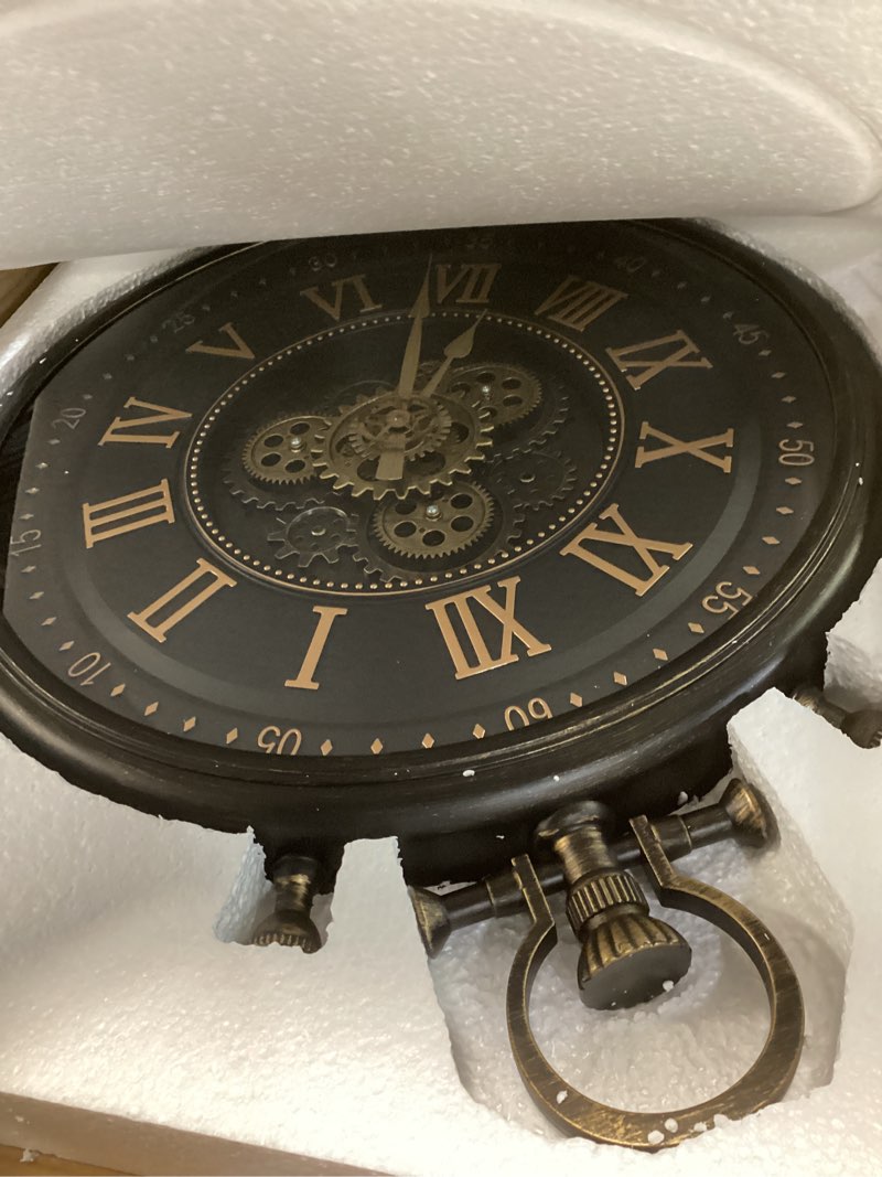 Condition photo showing Good Condition for AYRELY® 24IN Decorative Moving Gear Large Wall Clock, Oversized Industrial Steampunk Gears, Big Numerals Wall Clock for Modern Living Room Decor (Carbon Black)