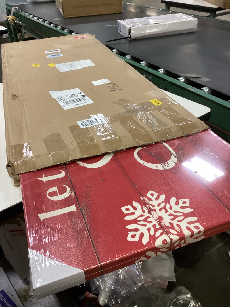 Condition photo showing New/Like New for Stupell Industries Vintage Merry Christmas Sentiment, Designed by Stephanie Workman Marrott, 48 x 20, Canvas Wall Art 20"L x 48"W