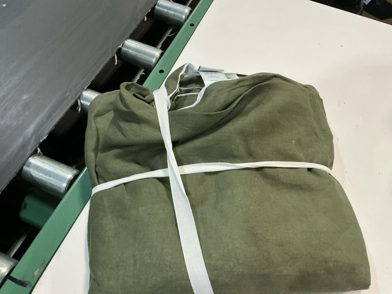 Condition photo showing As Is for quince european linen curtain - single panel hunter green 96x96 inch 