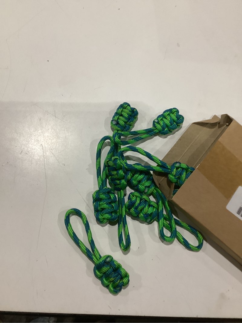 Condition photo showing As Is for patikil zipper pulls replacement, 15 pack extension cord handle fix pull tab extender fixer slider head repair kit for luggage, blue green mixed color