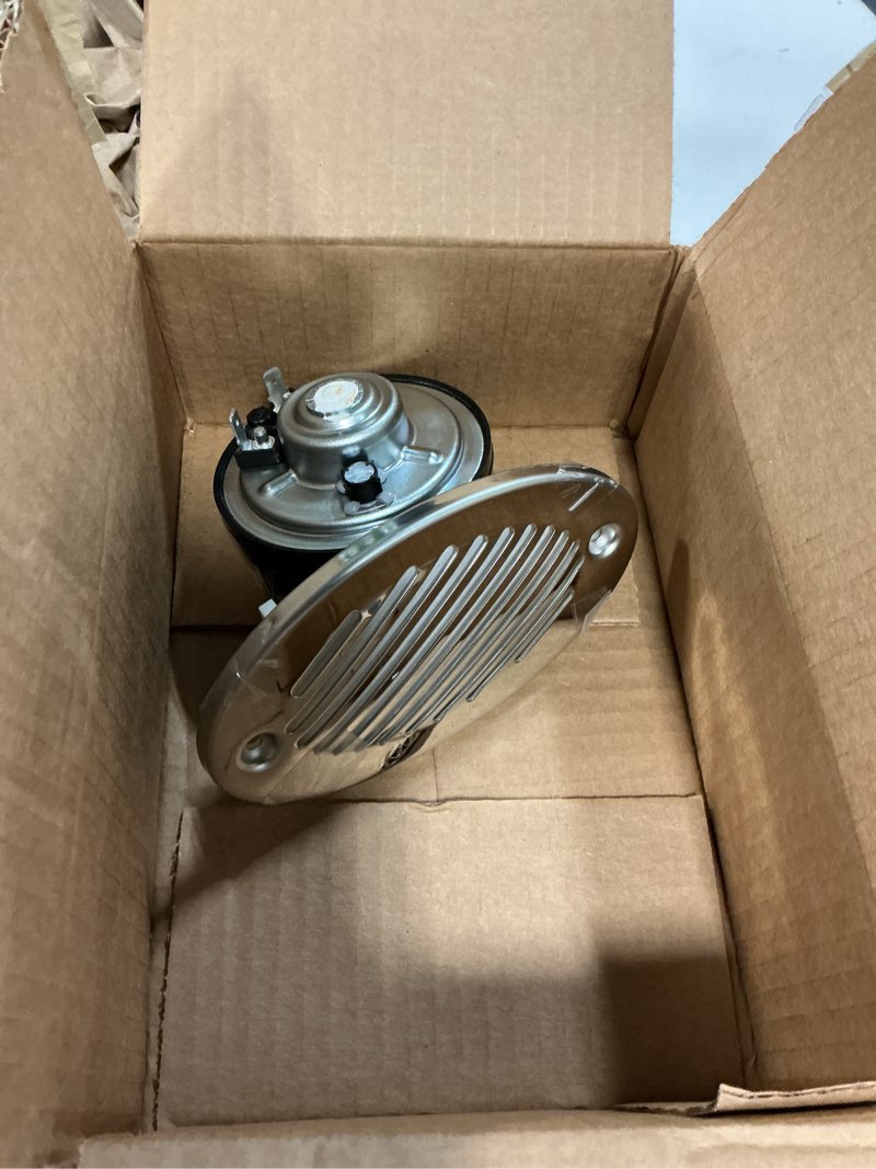 Condition photo showing As Is for 5190512 boat horns 316 stainless steel 12v 125db waterproof marine horn sound bright with two types of 316 stainless steel mounting screws