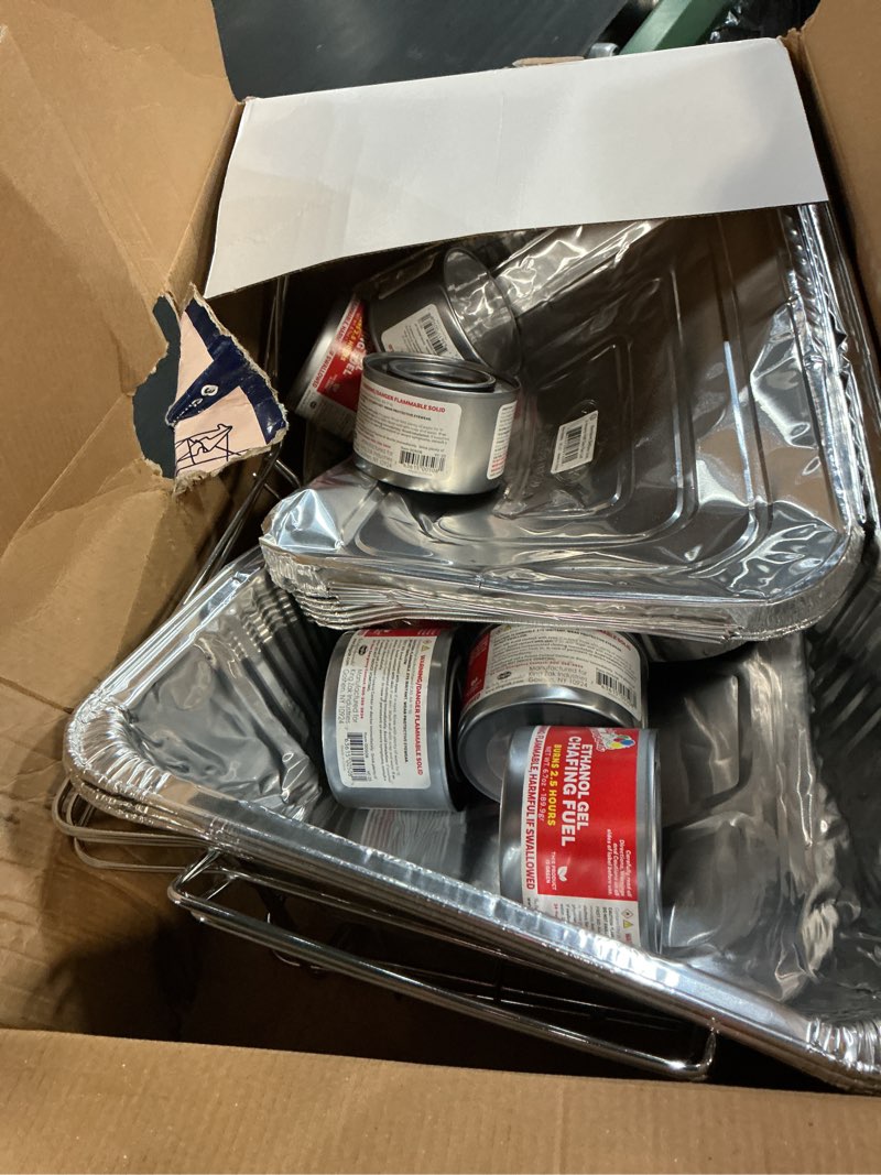 30-piece disposable chafing dish buffet set with fuel – 3 complete food warming kits for catering, parties & events – includes racks, aluminum trays, utensils & gel fuel - party dimensions brand