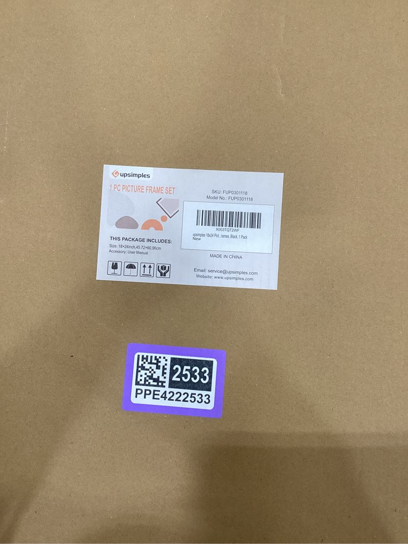 Condition photo showing Good Condition for upsimples 18x24 Picture Frame, Display Pictures 16x20 with Mat or 18 x 24 Without, Wall Hanging Poster Frames, Black, 1 Pack