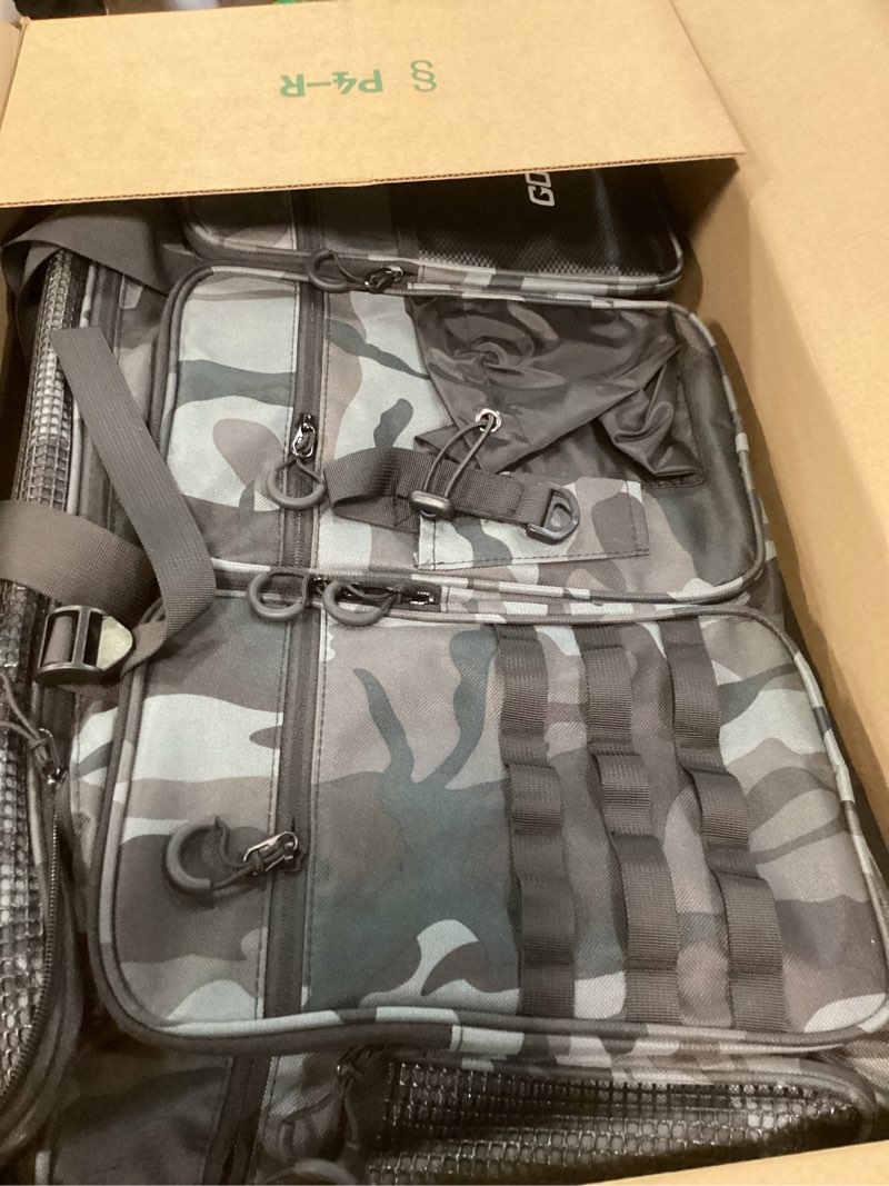 Condition photo showing Good Condition for Goture Large Tackle Bag,Water Resistant Saltwater Gear Storage Big Fishing Bag with EVA Bottom,Store Up to 12PCS 3700 Plus 5PCS 3600 Tackle Trays(Not Included),Gifts for Men(26.38"x15.35"x11.42") A2 Camo 1 XXL Without Trays
