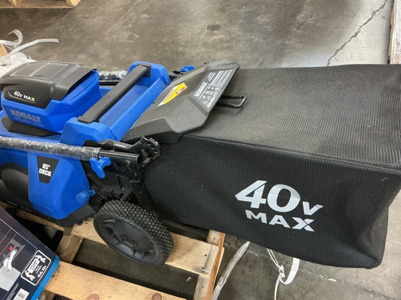 Condition photo showing As Is for kobalt 40-volt 21-in self-propelled walk kpm 2040b-03 battery powered mower