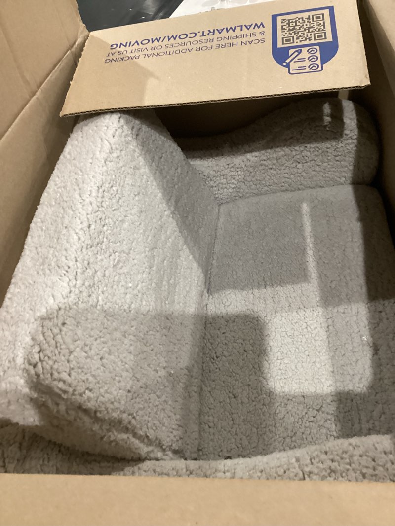 Condition photo showing Good Condition for Kids Sofa, 2-in-1 Flip-Out Foam Couch with Soft Sherpa Cover, Cozy Play Lounge Chair, Grey Grey Medium
