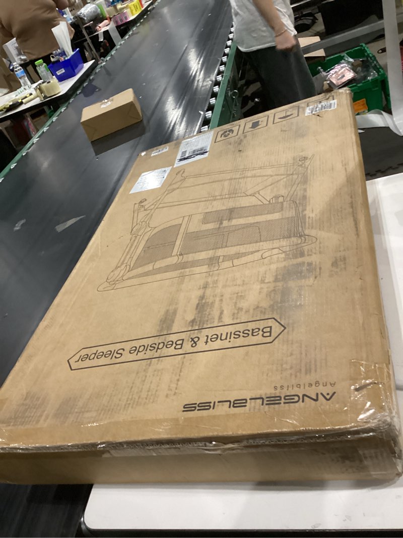 Condition photo showing As Is for ANGELBLISS Baby Bassinet, 3-in-1 Bedside Bassinet for Baby, One-Touch Foldable Baby Crib for Newborn with Full-Mesh Sides & Adjustable Height, Mattress & Storage Bag | foldable bassinet, travel bassinet, incline bassinet, Adjustable Height, bedside bassinet, Full-Mesh Sides